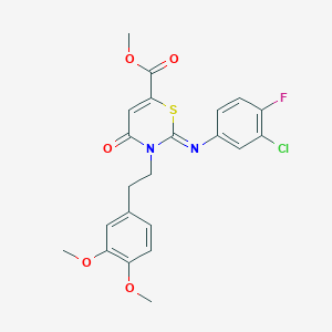 molecular formula C22H20ClFN2O5S B11423472 methyl (2Z)-2-[(3-chloro-4-fluorophenyl)imino]-3-[2-(3,4-dimethoxyphenyl)ethyl]-4-oxo-3,4-dihydro-2H-1,3-thiazine-6-carboxylate 