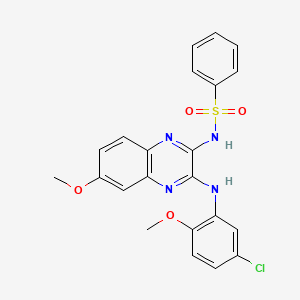 molecular formula C22H19ClN4O4S B11423523 N-{3-[(5-chloro-2-methoxyphenyl)amino]-6-methoxyquinoxalin-2-yl}benzenesulfonamide 