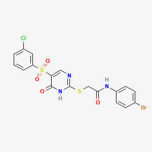 molecular formula C18H13BrClN3O4S2 B11423629 N-(4-bromophenyl)-2-({5-[(3-chlorophenyl)sulfonyl]-6-oxo-1,6-dihydropyrimidin-2-yl}sulfanyl)acetamide 