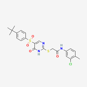 molecular formula C23H24ClN3O4S2 B11423634 2-((5-((4-(tert-butyl)phenyl)sulfonyl)-6-oxo-1,6-dihydropyrimidin-2-yl)thio)-N-(3-chloro-4-methylphenyl)acetamide 