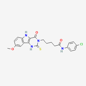 molecular formula C22H21ClN4O3S B11423641 N-(4-chlorophenyl)-5-(8-methoxy-4-oxo-2-thioxo-1,2,4,5-tetrahydro-3H-pyrimido[5,4-b]indol-3-yl)pentanamide 