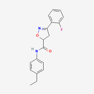 molecular formula C18H17FN2O2 B11423989 N-(4-ethylphenyl)-3-(2-fluorophenyl)-4,5-dihydro-1,2-oxazole-5-carboxamide 
