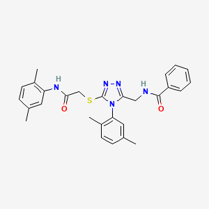 molecular formula C28H29N5O2S B11424030 N-{[4-(2,5-Dimethylphenyl)-5-({[(2,5-dimethylphenyl)carbamoyl]methyl}sulfanyl)-4H-1,2,4-triazol-3-YL]methyl}benzamide 
