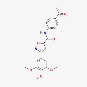 molecular formula C21H22N2O6 B11424052 N-(4-acetylphenyl)-3-(3,4,5-trimethoxyphenyl)-4,5-dihydro-1,2-oxazole-5-carboxamide 