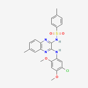 molecular formula C24H23ClN4O4S B11424084 N-{3-[(5-chloro-2,4-dimethoxyphenyl)amino]-6-methylquinoxalin-2-yl}-4-methylbenzenesulfonamide 