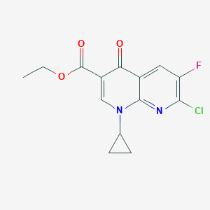 molecular formula C14H12ClFN2O3 B114241 Ethyl 7-chloro-1-cyclopropyl-6-fluoro-4-oxo-1,4-dihydro-1,8-naphthyridine-3-carboxylate CAS No. 96568-07-9