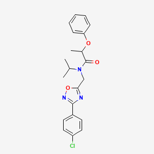 molecular formula C21H22ClN3O3 B11424133 N-{[3-(4-chlorophenyl)-1,2,4-oxadiazol-5-yl]methyl}-2-phenoxy-N-(propan-2-yl)propanamide 
