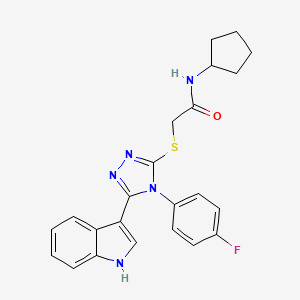molecular formula C23H22FN5OS B11424259 N-Cyclopentyl-2-{[4-(4-fluorophenyl)-5-(1H-indol-3-YL)-4H-1,2,4-triazol-3-YL]sulfanyl}acetamide 