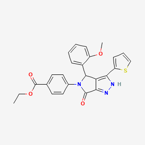 molecular formula C25H21N3O4S B11424311 ethyl 4-[4-(2-methoxyphenyl)-6-oxo-3-(thiophen-2-yl)-4,6-dihydropyrrolo[3,4-c]pyrazol-5(1H)-yl]benzoate 