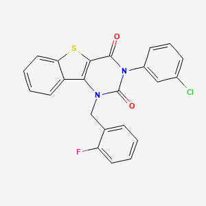 molecular formula C23H14ClFN2O2S B11424473 3-(3-chlorophenyl)-1-(2-fluorobenzyl)[1]benzothieno[3,2-d]pyrimidine-2,4(1H,3H)-dione 