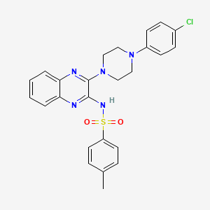molecular formula C25H24ClN5O2S B11424542 N-{3-[4-(4-chlorophenyl)piperazin-1-yl]quinoxalin-2-yl}-4-methylbenzenesulfonamide 