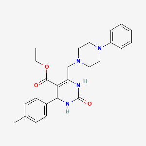 molecular formula C25H30N4O3 B11424620 Ethyl 4-(4-methylphenyl)-2-oxo-6-[(4-phenylpiperazin-1-yl)methyl]-1,2,3,4-tetrahydropyrimidine-5-carboxylate 