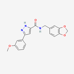 molecular formula C19H17N3O4 B11424710 N-(1,3-benzodioxol-5-ylmethyl)-5-(3-methoxyphenyl)-1H-pyrazole-3-carboxamide 