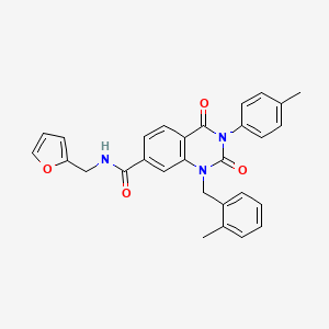 molecular formula C29H25N3O4 B11424720 N-(furan-2-ylmethyl)-1-(2-methylbenzyl)-3-(4-methylphenyl)-2,4-dioxo-1,2,3,4-tetrahydroquinazoline-7-carboxamide 