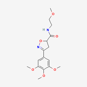 molecular formula C16H22N2O6 B11424794 N-(2-methoxyethyl)-3-(3,4,5-trimethoxyphenyl)-4,5-dihydro-1,2-oxazole-5-carboxamide 