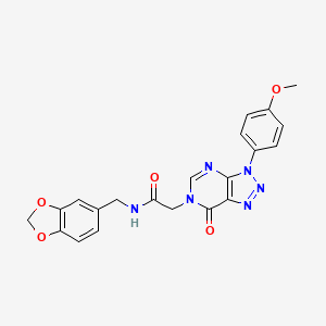 molecular formula C21H18N6O5 B11424829 N-(1,3-benzodioxol-5-ylmethyl)-2-[3-(4-methoxyphenyl)-7-oxo-3,7-dihydro-6H-[1,2,3]triazolo[4,5-d]pyrimidin-6-yl]acetamide 