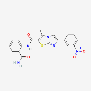 molecular formula C20H15N5O4S B11424871 N-(2-carbamoylphenyl)-3-methyl-6-(3-nitrophenyl)imidazo[2,1-b]thiazole-2-carboxamide 
