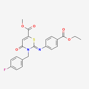 molecular formula C22H19FN2O5S B11424967 methyl (2Z)-2-{[4-(ethoxycarbonyl)phenyl]imino}-3-(4-fluorobenzyl)-4-oxo-3,4-dihydro-2H-1,3-thiazine-6-carboxylate 