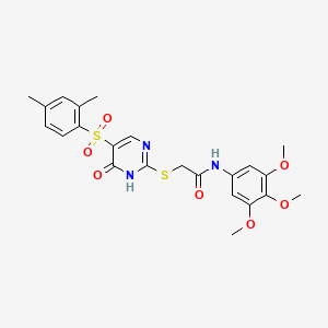 molecular formula C23H25N3O7S2 B11425022 2-((5-((2,4-dimethylphenyl)sulfonyl)-6-oxo-1,6-dihydropyrimidin-2-yl)thio)-N-(3,4,5-trimethoxyphenyl)acetamide 