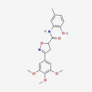 molecular formula C20H22N2O6 B11425024 N-(2-hydroxy-5-methylphenyl)-3-(3,4,5-trimethoxyphenyl)-4,5-dihydro-1,2-oxazole-5-carboxamide 