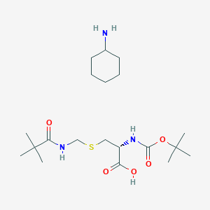 molecular formula C20H39N3O5S B1142513 cyclohexanamine;(2R)-3-[(2,2-dimethylpropanoylamino)methylsulfanyl]-2-[(2-methylpropan-2-yl)oxycarbonylamino]propanoic acid CAS No. 123577-65-1
