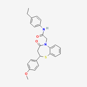 molecular formula C26H26N2O3S B11425225 N-(4-ethylphenyl)-2-(2-(4-methoxyphenyl)-4-oxo-3,4-dihydrobenzo[b][1,4]thiazepin-5(2H)-yl)acetamide 
