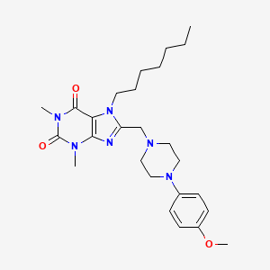 molecular formula C26H38N6O3 B11425269 7-Heptyl-8-[[4-(4-methoxyphenyl)piperazin-1-yl]methyl]-1,3-dimethylpurine-2,6-dione 