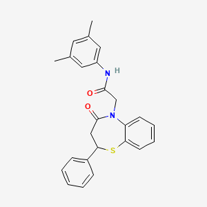 molecular formula C25H24N2O2S B11425301 N-(3,5-dimethylphenyl)-2-(4-oxo-2-phenyl-3,4-dihydrobenzo[b][1,4]thiazepin-5(2H)-yl)acetamide 