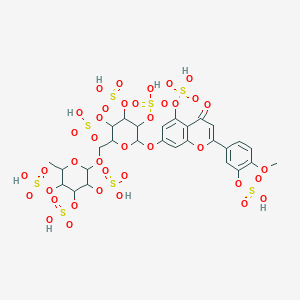molecular formula C28H59Al14O74S8- B1142536 [2-methoxy-5-[7-[6-[(6-methyl-3,4,5-trisulfooxyoxan-2-yl)oxymethyl]-3,4,5-trisulfooxyoxan-2-yl]oxy-4-oxo-5-sulfooxychromen-2-yl]phenyl] hydrogen sulfate CAS No. 122312-55-4