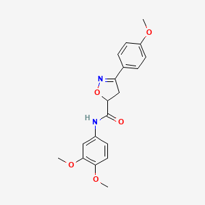 molecular formula C19H20N2O5 B11425474 N-(3,4-dimethoxyphenyl)-3-(4-methoxyphenyl)-4,5-dihydro-1,2-oxazole-5-carboxamide 