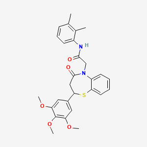 molecular formula C28H30N2O5S B11425571 N-(2,3-dimethylphenyl)-2-(4-oxo-2-(3,4,5-trimethoxyphenyl)-3,4-dihydrobenzo[b][1,4]thiazepin-5(2H)-yl)acetamide 