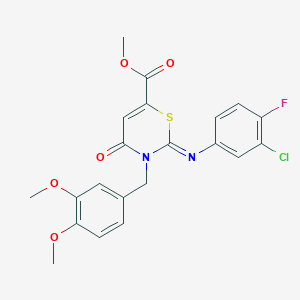 molecular formula C21H18ClFN2O5S B11425645 methyl (2Z)-2-[(3-chloro-4-fluorophenyl)imino]-3-(3,4-dimethoxybenzyl)-4-oxo-3,4-dihydro-2H-1,3-thiazine-6-carboxylate 