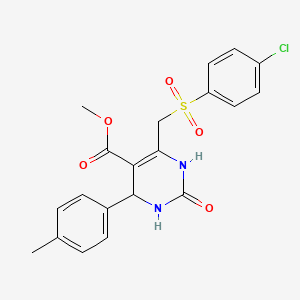molecular formula C20H19ClN2O5S B11425659 Methyl 6-(((4-chlorophenyl)sulfonyl)methyl)-2-oxo-4-(p-tolyl)-1,2,3,4-tetrahydropyrimidine-5-carboxylate 