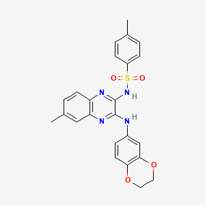 molecular formula C24H22N4O4S B11425783 N-[3-(2,3-dihydro-1,4-benzodioxin-6-ylamino)-6-methylquinoxalin-2-yl]-4-methylbenzenesulfonamide CAS No. 889947-88-0