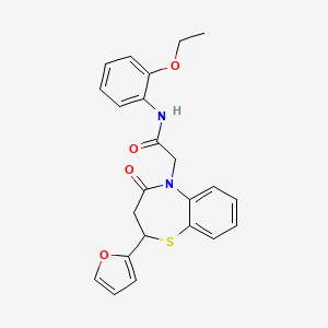 molecular formula C23H22N2O4S B11425786 N-(2-ethoxyphenyl)-2-(2-(furan-2-yl)-4-oxo-3,4-dihydrobenzo[b][1,4]thiazepin-5(2H)-yl)acetamide 