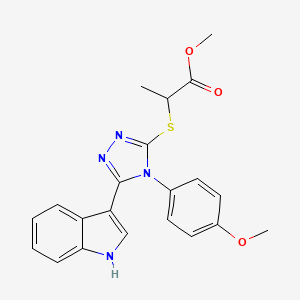 molecular formula C21H20N4O3S B11425789 methyl 2-{[5-(1H-indol-3-yl)-4-(4-methoxyphenyl)-4H-1,2,4-triazol-3-yl]sulfanyl}propanoate 