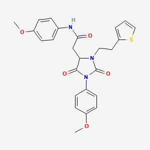 molecular formula C25H25N3O5S B11425791 N-(4-methoxyphenyl)-2-[1-(4-methoxyphenyl)-2,5-dioxo-3-(2-thien-2-ylethyl)imidazolidin-4-yl]acetamide 
