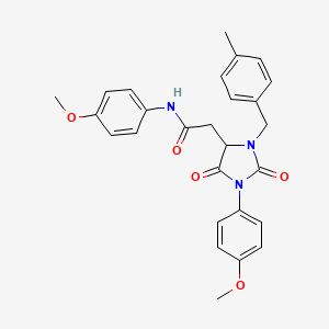 molecular formula C27H27N3O5 B11425841 N-(4-methoxyphenyl)-2-[1-(4-methoxyphenyl)-3-(4-methylbenzyl)-2,5-dioxoimidazolidin-4-yl]acetamide 
