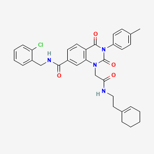 molecular formula C33H33ClN4O4 B11425866 N-(2-chlorobenzyl)-1-(2-{[2-(cyclohex-1-en-1-yl)ethyl]amino}-2-oxoethyl)-3-(4-methylphenyl)-2,4-dioxo-1,2,3,4-tetrahydroquinazoline-7-carboxamide 