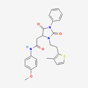 molecular formula C25H25N3O4S B11425910 N-(4-methoxyphenyl)-2-{3-[2-(3-methylthiophen-2-yl)ethyl]-2,5-dioxo-1-phenylimidazolidin-4-yl}acetamide 