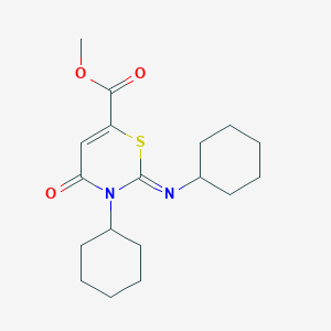 molecular formula C18H26N2O3S B11426053 methyl (2Z)-3-cyclohexyl-2-(cyclohexylimino)-4-oxo-3,4-dihydro-2H-1,3-thiazine-6-carboxylate 