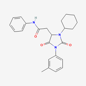 molecular formula C24H27N3O3 B11426086 2-[3-cyclohexyl-1-(3-methylphenyl)-2,5-dioxoimidazolidin-4-yl]-N-phenylacetamide 