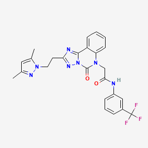 molecular formula C25H22F3N7O2 B11426087 2-{2-[2-(3,5-dimethyl-1H-pyrazol-1-yl)ethyl]-5-oxo-5H,6H-[1,2,4]triazolo[1,5-c]quinazolin-6-yl}-N-[3-(trifluoromethyl)phenyl]acetamide 