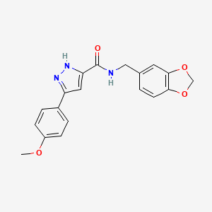 molecular formula C19H17N3O4 B11426150 N-(1,3-benzodioxol-5-ylmethyl)-5-(4-methoxyphenyl)-1H-pyrazole-3-carboxamide 