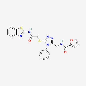molecular formula C23H18N6O3S2 B11426153 N-{[5-({[(1,3-Benzothiazol-2-YL)carbamoyl]methyl}sulfanyl)-4-phenyl-4H-1,2,4-triazol-3-YL]methyl}furan-2-carboxamide 