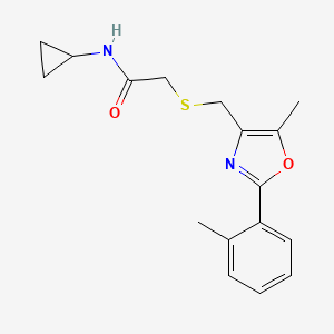 molecular formula C17H20N2O2S B11426197 N-Cyclopropyl-2-({[5-methyl-2-(2-methylphenyl)-1,3-oxazol-4-YL]methyl}sulfanyl)acetamide 