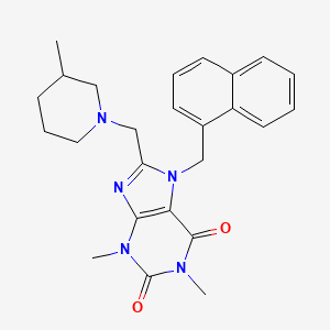 molecular formula C25H29N5O2 B11426315 1,3-Dimethyl-8-[(3-methylpiperidin-1-yl)methyl]-7-(naphthalen-1-ylmethyl)purine-2,6-dione 