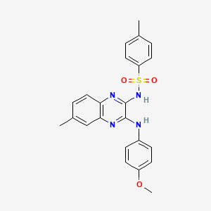molecular formula C23H22N4O3S B11426318 N-{3-[(4-methoxyphenyl)amino]-6-methylquinoxalin-2-yl}-4-methylbenzenesulfonamide 