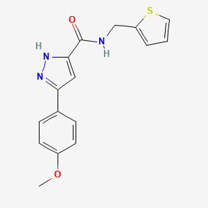 molecular formula C16H15N3O2S B11426353 5-(4-methoxyphenyl)-N-(thiophen-2-ylmethyl)-1H-pyrazole-3-carboxamide 