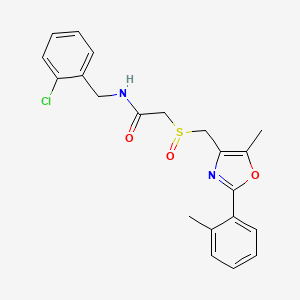molecular formula C21H21ClN2O3S B11426362 N-(2-chlorobenzyl)-2-({[5-methyl-2-(2-methylphenyl)-1,3-oxazol-4-yl]methyl}sulfinyl)acetamide 
